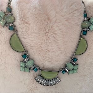 Lia Sophia Necklace with Green Gem Shapes